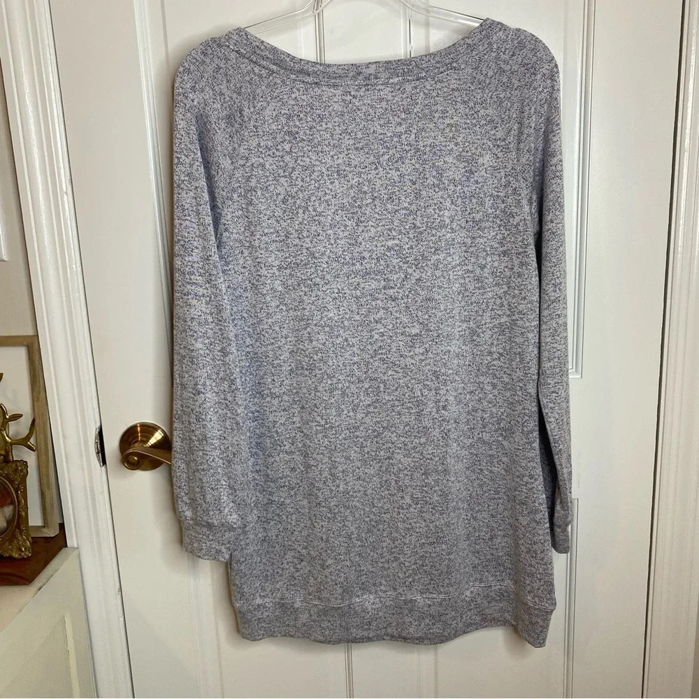 Athleta Luxe Pose Gray Purple Marled Long Sleeve Scoop Neck Tunic Top Me… - Picture 10 of 11